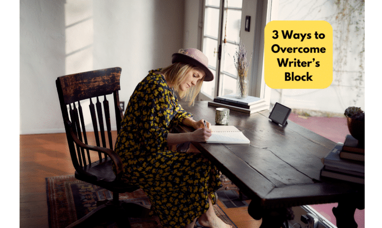 woman writing by hand to overcome writer's block