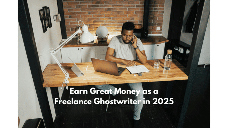 black man at laptop acting as a freelance ghostwriter 2025
